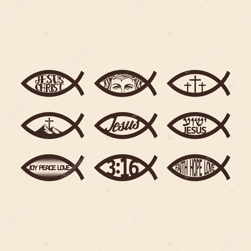 Big Set Of Jesus Fish Stock Vector Biblebox 90786280 big-set-of-jesus-fish-stock-vector-biblebox-90786280