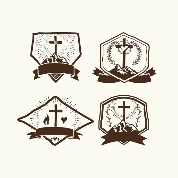 Logos chrétiens réglés. Logo de l'église . — Image vectorielle