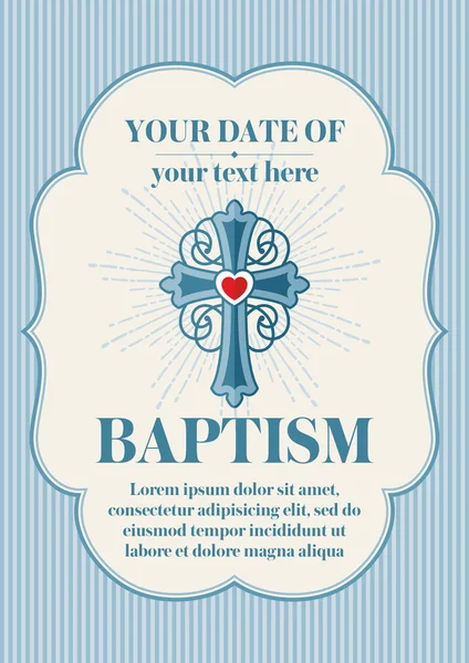 Postal bautismo cristiano. Invitación, felicitación, certificado . — Vector de stock