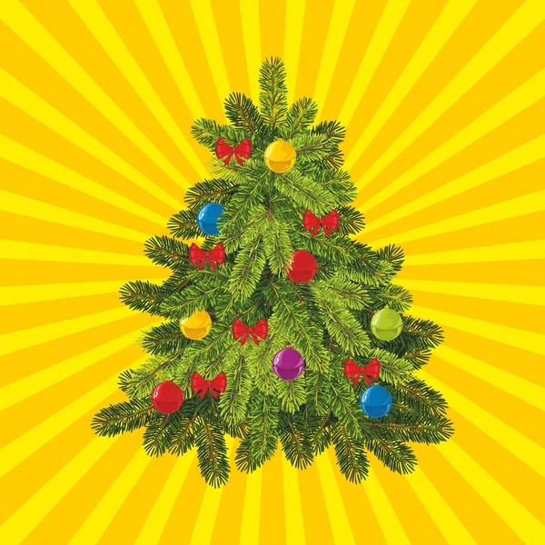 Árbol de Navidad con decoraciones de Navidad — Vector de stock