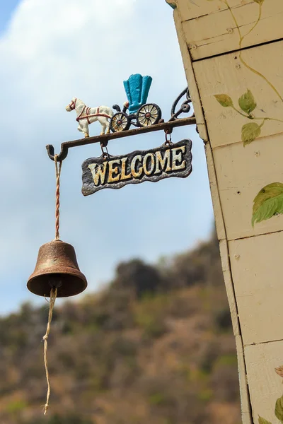 Metal Sign Welkom Bell — Stockfoto