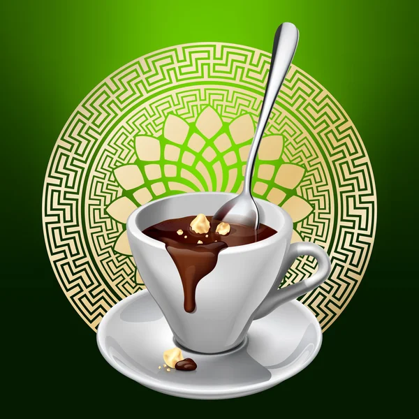 Espresso fincan sıcak çikolata ile dolu