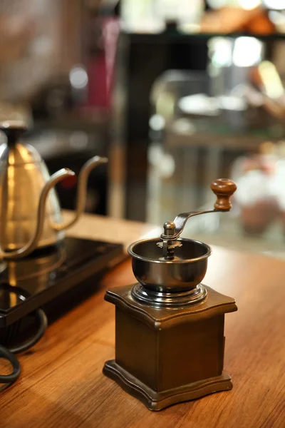 Coffee grinder in shop background decoration item design — Stock Photo, Image