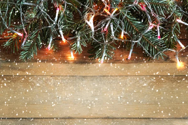 Veselé Vánoce Vánoční Koncept Pozadí Vánoční Strom Větve Vánočními Světly — Stock fotografie