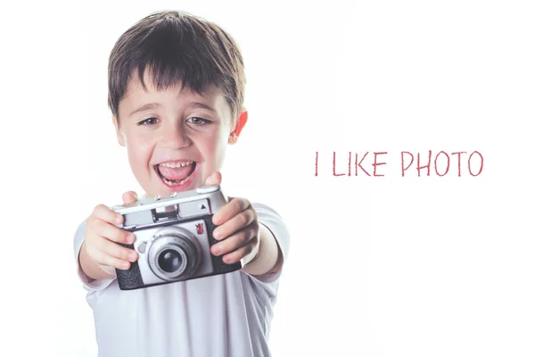 Gyermek kamerával — Stock Fotó