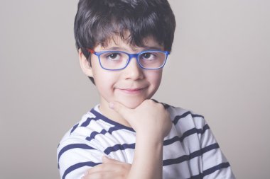 smiling boy with glasses clipart