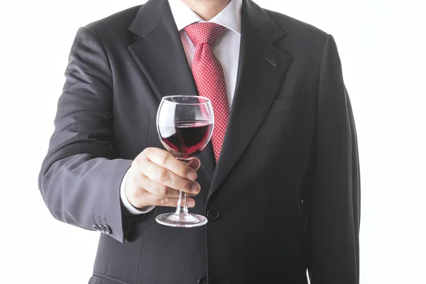 Affärsman med glas vin — Stockfoto