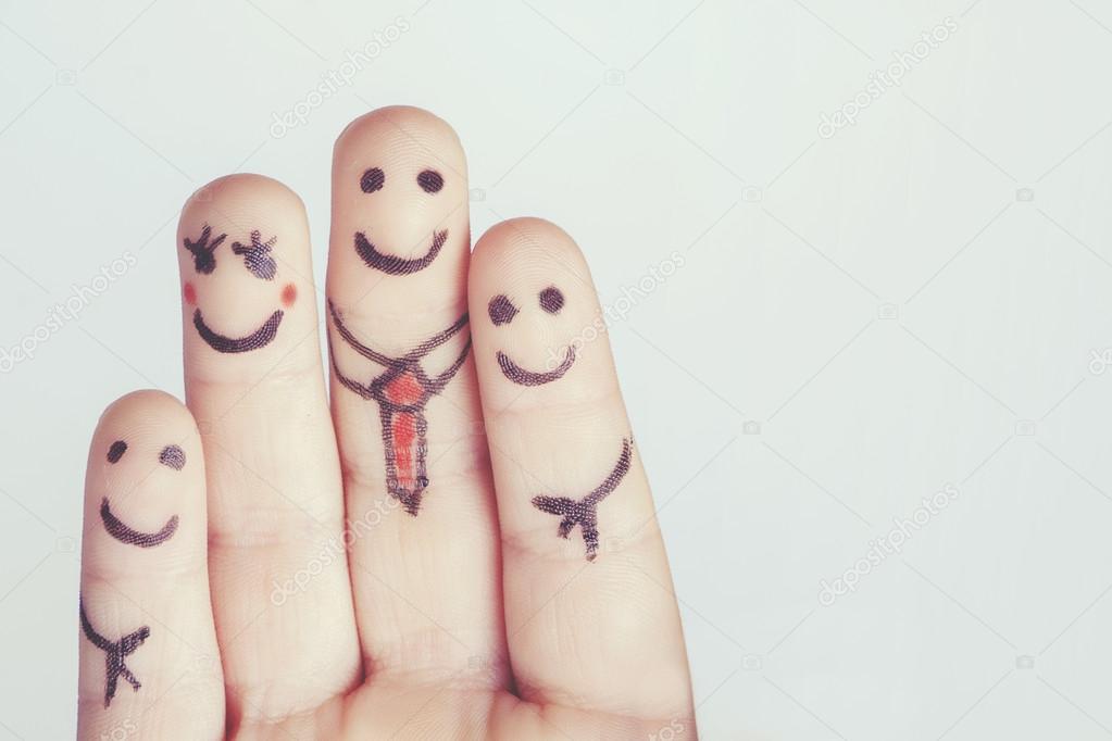 Fingers forming a happy family