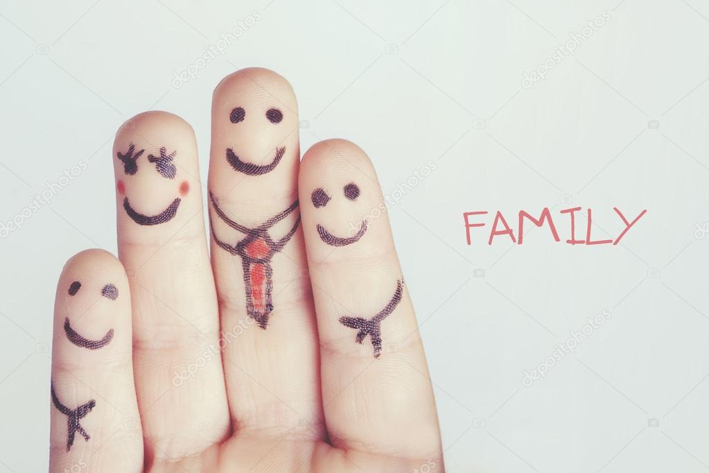 Fingers forming a happy family
