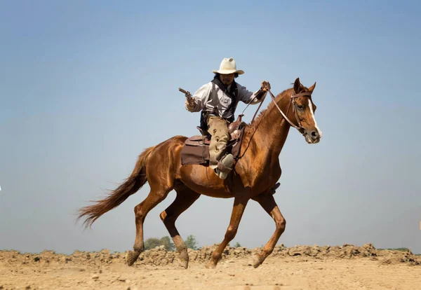 Cowboy Life Caravane Cowboy Avec Chevaux Amoureux — Photo