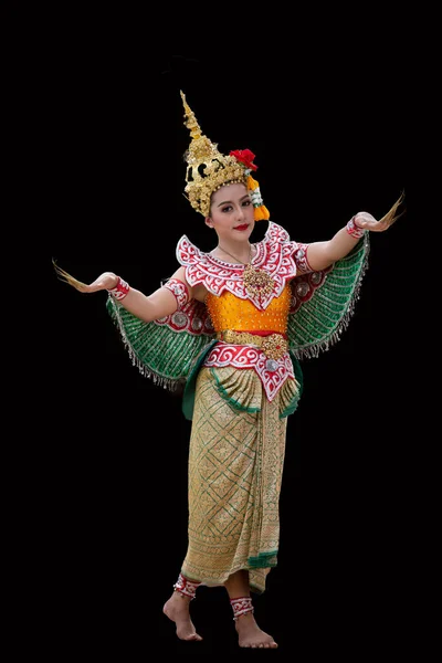 Beautiful Thai Young Woman Portrait Kinnaree Traditional Dress Costume Art — стокове фото