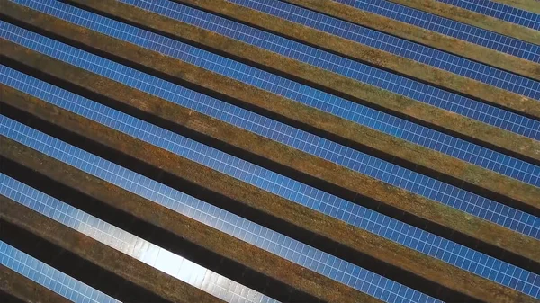 Eco Technology Electric Power Aerial View Solar Panels Solar Cells — Stock Photo, Image