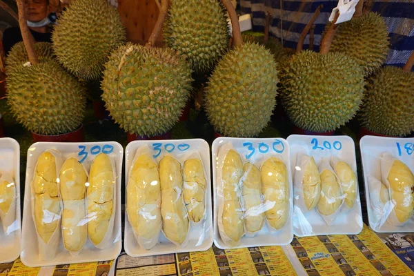 Fruto Duriano Envases Venta Mercado Duriano Amarillo Envases Como Fruta — Foto de Stock