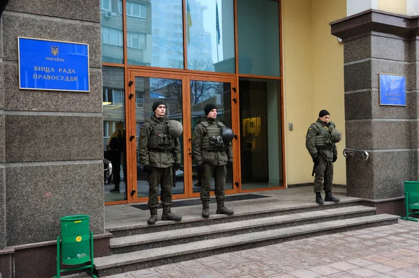 Національні Охоронці Забезпечують Безпеку Будівництва Вищої Ради Юстиції Грудня 2017 — стокове фото