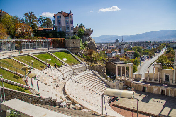 An ancient amphitheater in Plovdiv, Bulgaria