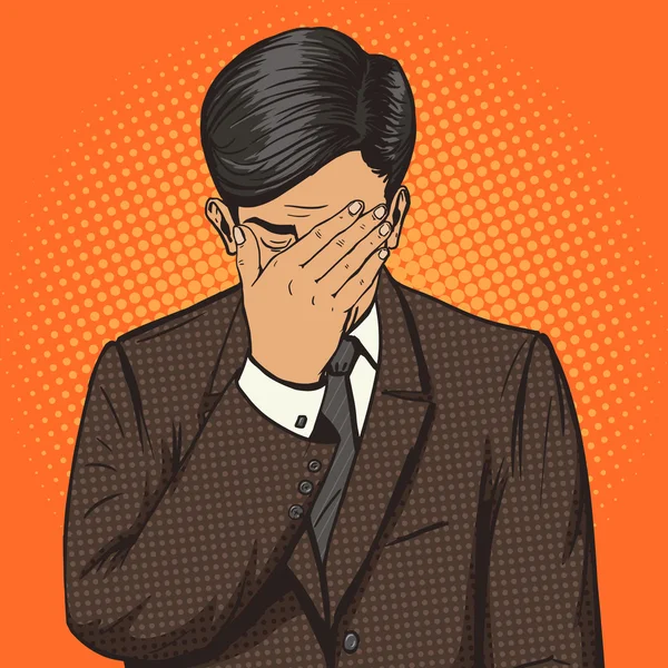 Businessman with facepalm gesture pop art vector — Stock Vector