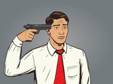 Suicide man pop art style vector clipart