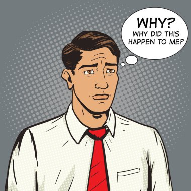 Üzgün adam pop sanat tarzı vektör