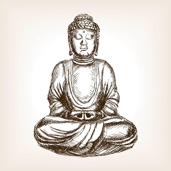 Statue de Bouddha dessin à la main vecteur de style croquis — Image vectorielle