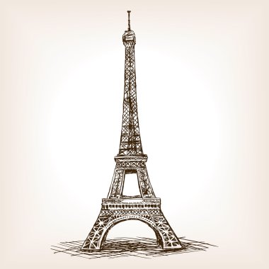 Eiffel Tower hand drawn sketch style vector