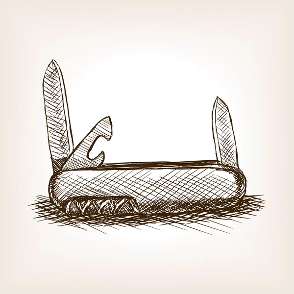 Pocketknife mão desenhada esboço estilo vetor — Vetor de Stock