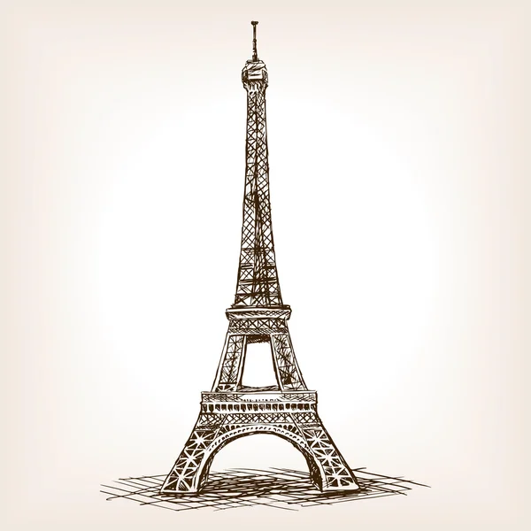 Tour Eiffel dessin à la main vecteur de style croquis — Image vectorielle