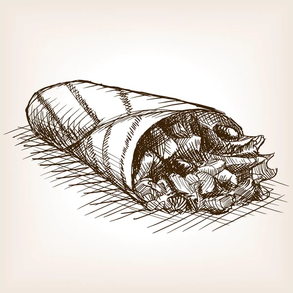 Burrito dessin à la main vecteur de style croquis — Image vectorielle