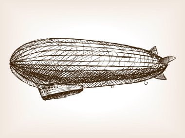 Antique dirigible hand drawn sketch vector clipart