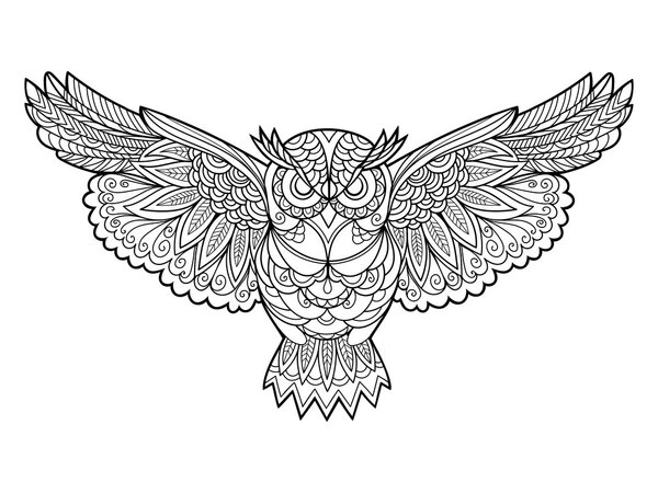 Owl coloring book for adults vector