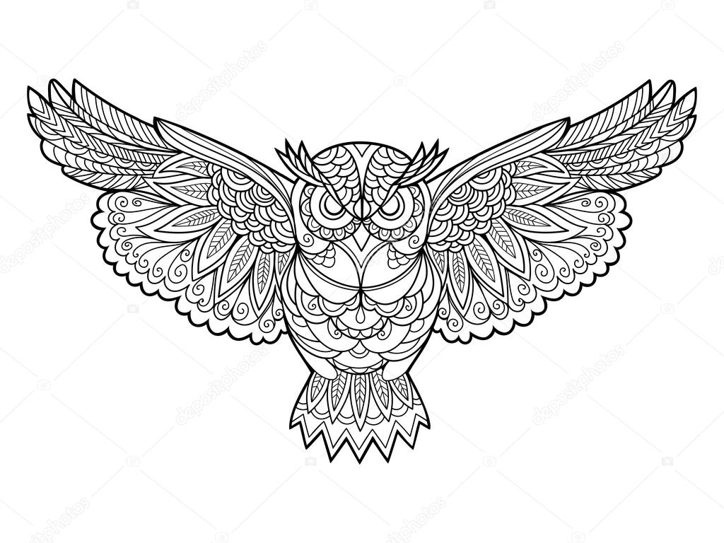 Spiksplinternieuw Owl coloring book for adults vector — Stock Vector QZ-49