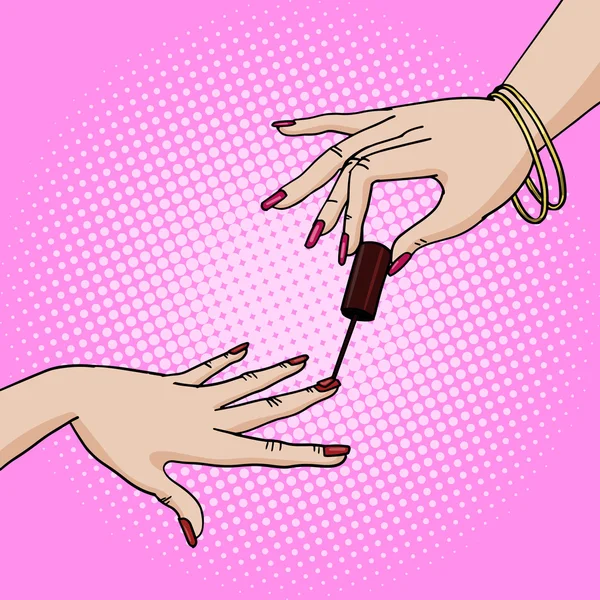 Hand verf Nail pop art stijl vector — Stockvector