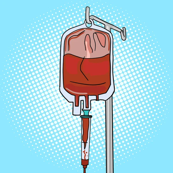 Blood transfusion system pop art style vector — Stock Vector