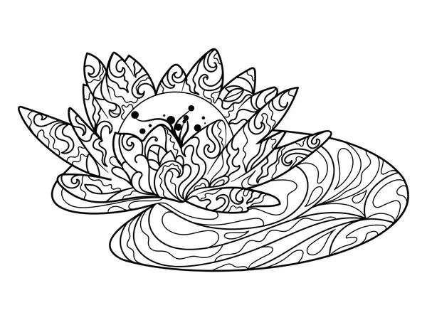 Раскраска цветов лотоса для взрослых — стоковый вектор