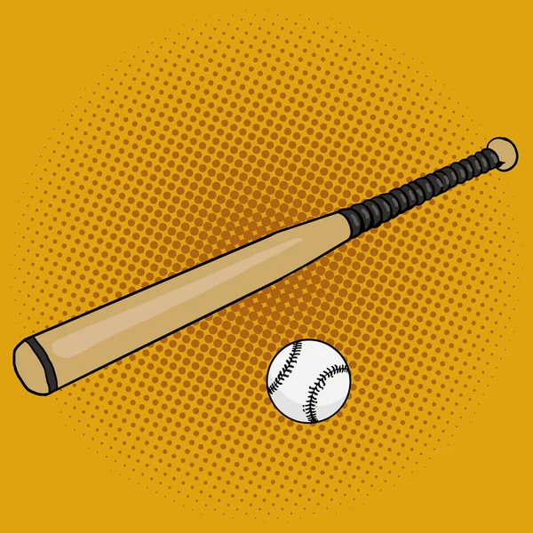 Baseball bat and ball pop art style vector — Stock Vector