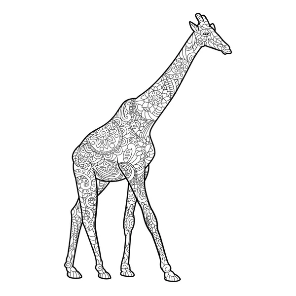 Giraffe coloring book for adults vector — Stock Vector