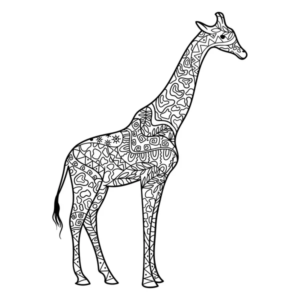 Boyama kitabı için yetişkin vektör zürafa — Stok Vektör
