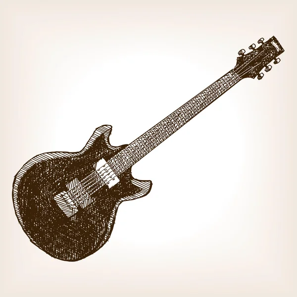 Electric guitar hand drawn sketch style vector — ストックベクタ