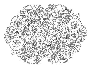 Boyama kitabı için yetişkin vektör çiçek süsleme