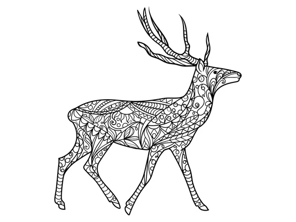 Libro para colorear ciervos para adultos vector — Vector de stock