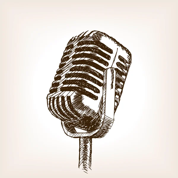 Vintage microfono disegnato a mano stile schizzo vettore — Vettoriale Stock