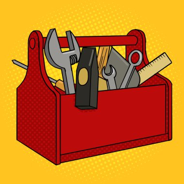 Toolbox kırmızı renk pop art tarzı vektör