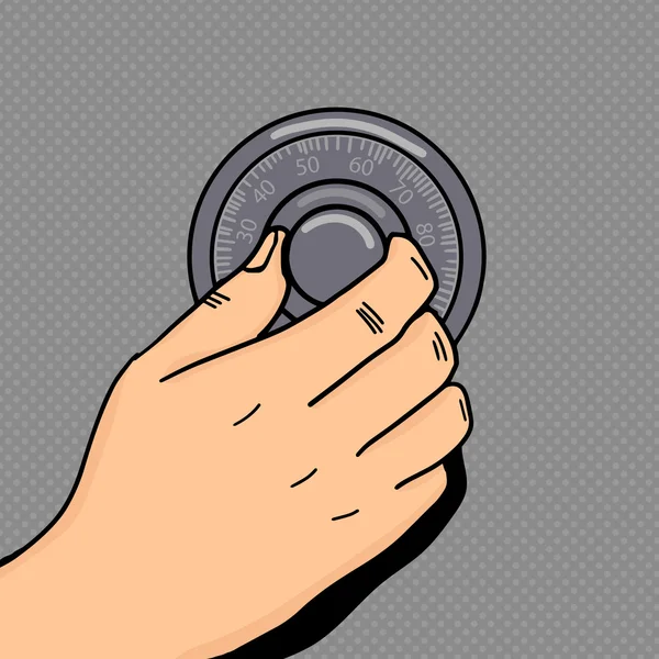 Hand roll combination lock pop art style vector — Stock Vector