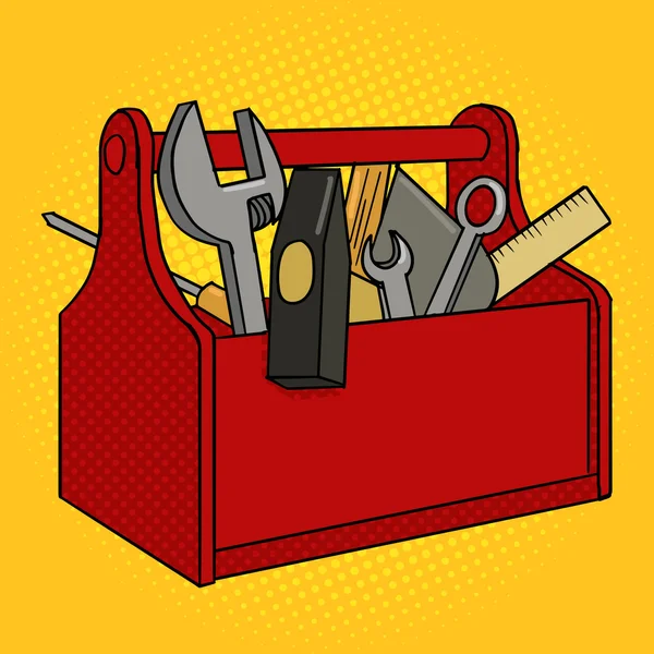 Toolbox rode kleur popart stijl vector — Stockvector