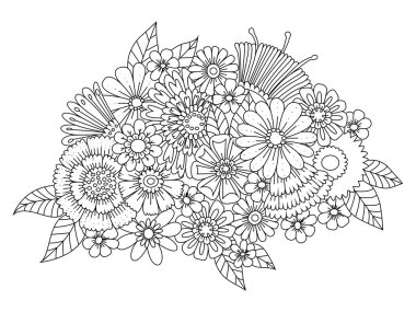 Boyama kitabı için yetişkin vektör çiçek süsleme