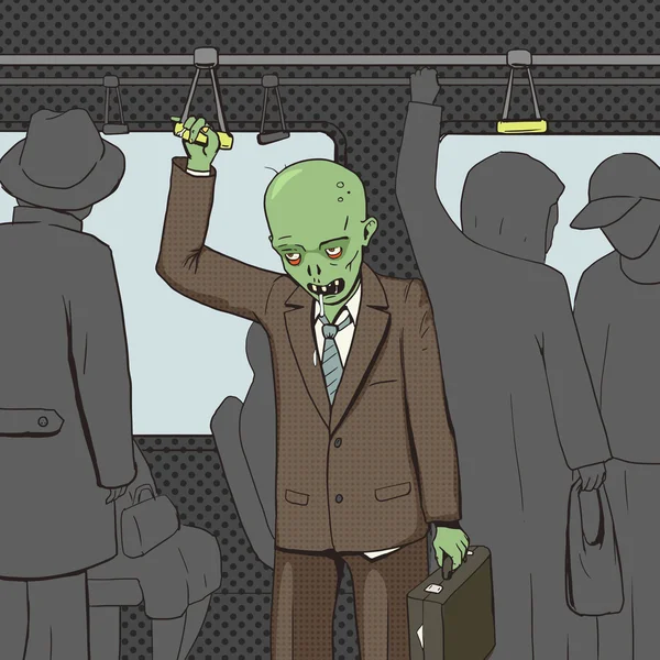 Zombie goes to work pop art vector — Stock Vector
