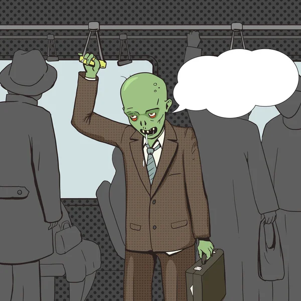 Zombie goes to work pop art vector — 스톡 벡터