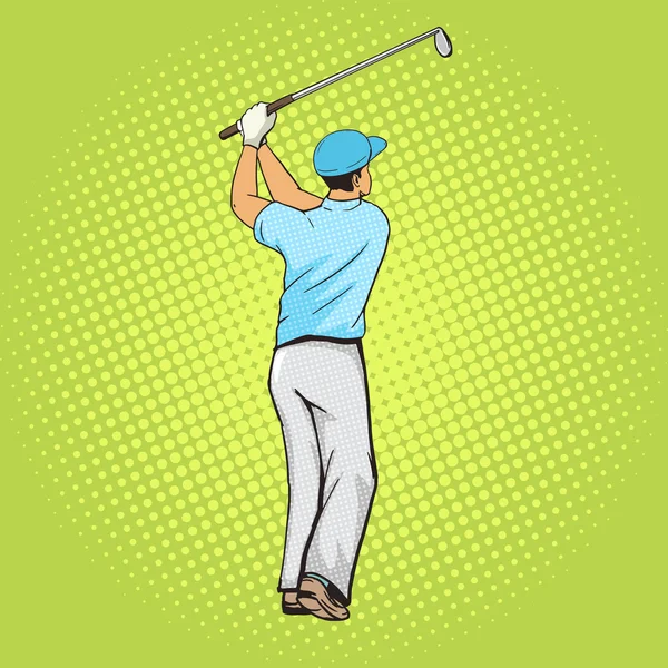 Golf gracz z nietoperzem pop art stylu wektor — Wektor stockowy