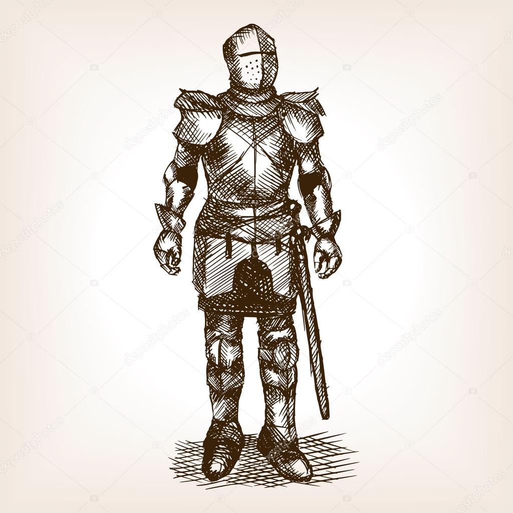 Knight Armour and sword sketch vector