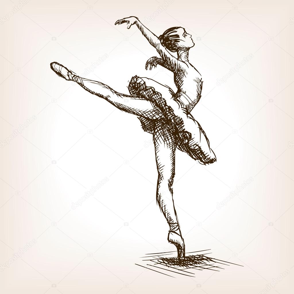 Ballet dancer girl sketch vector