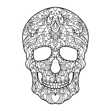 Boyama kitabı için yetişkin vektör kafatası